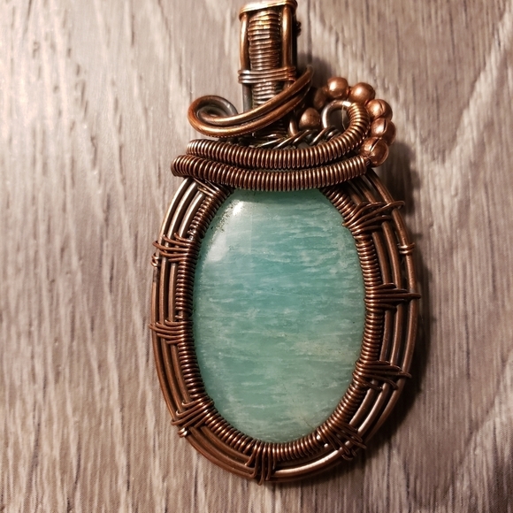765- Amazonite Pendant Necklace Handmade NWT - Picture 6 of 8
